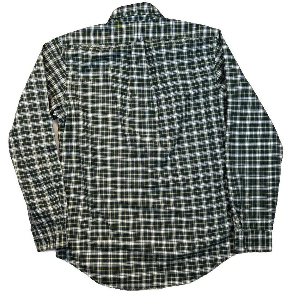 Ralph Lauren Classic Fit Gordon Tartan Plaid Shirt Small S Green Navy Yellow RL